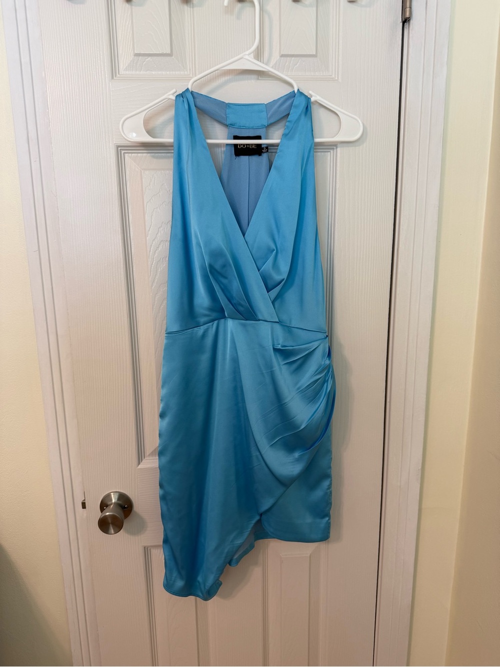 DO+BE Sky Blue Asymmetrical Satin Dress